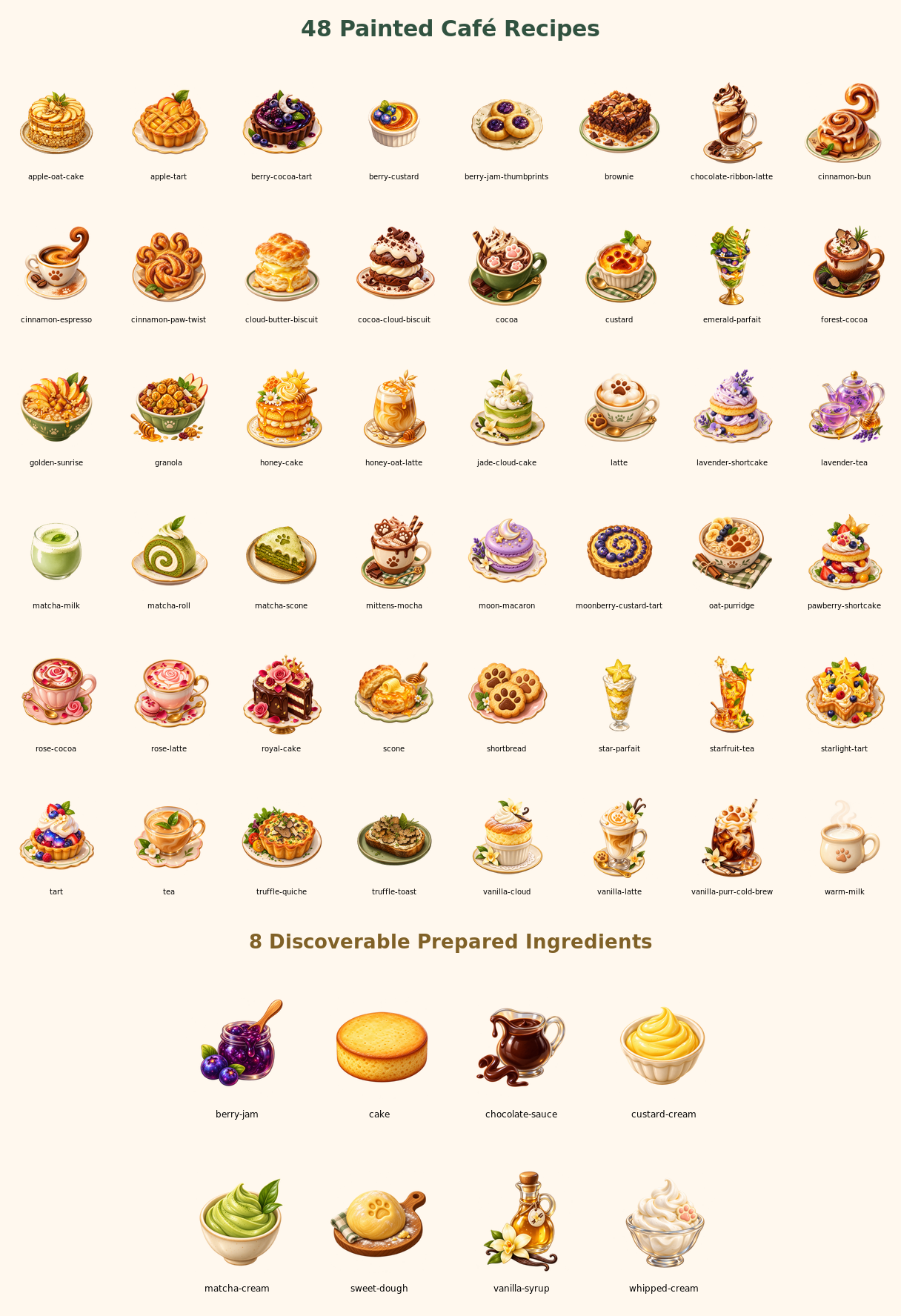 A collection of painted food and drink illustrations